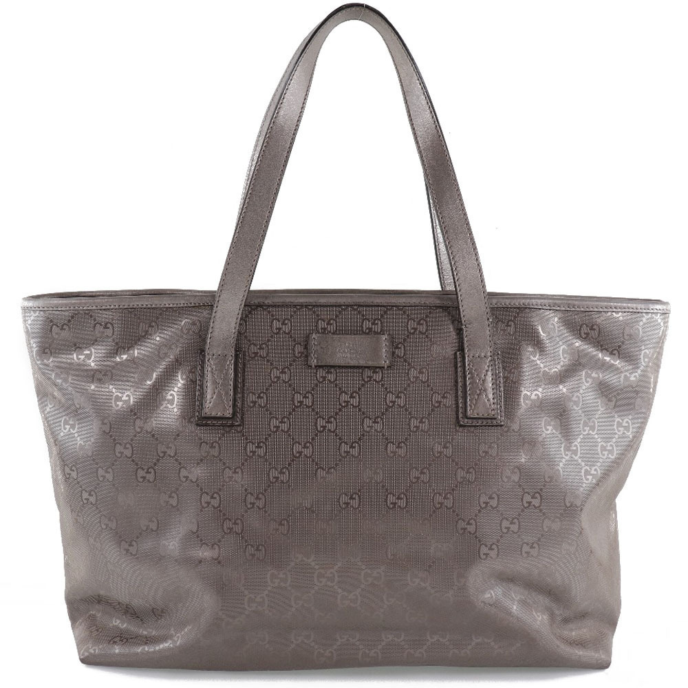 GUCCI GG Imprime Tote Bag Canvas Silver